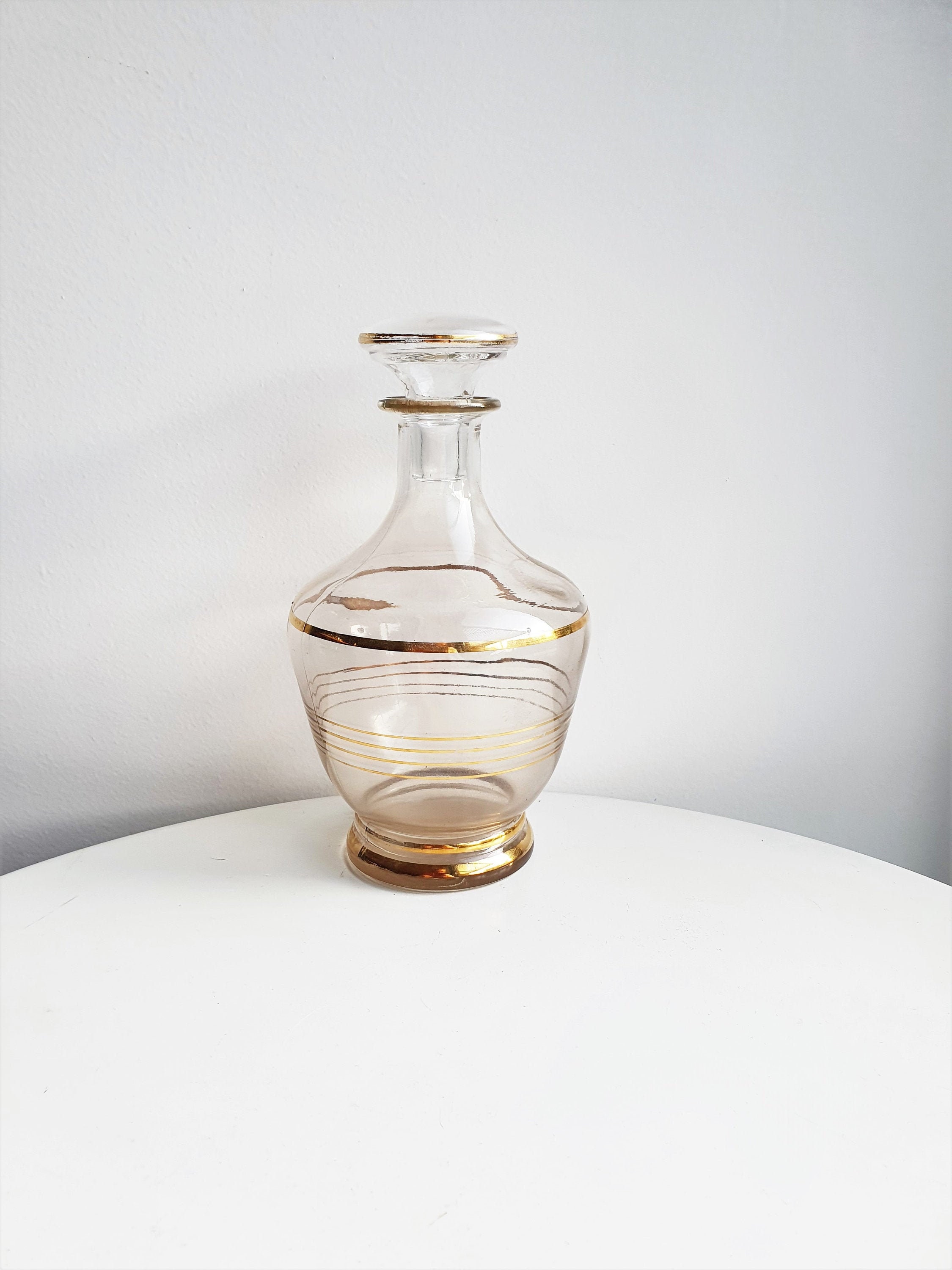 Carafe Vintage//Carafe Ancienne//Carafe Dorée//Carafe//Carafe Verre//Accessoire Bar//Service Bar//Wh