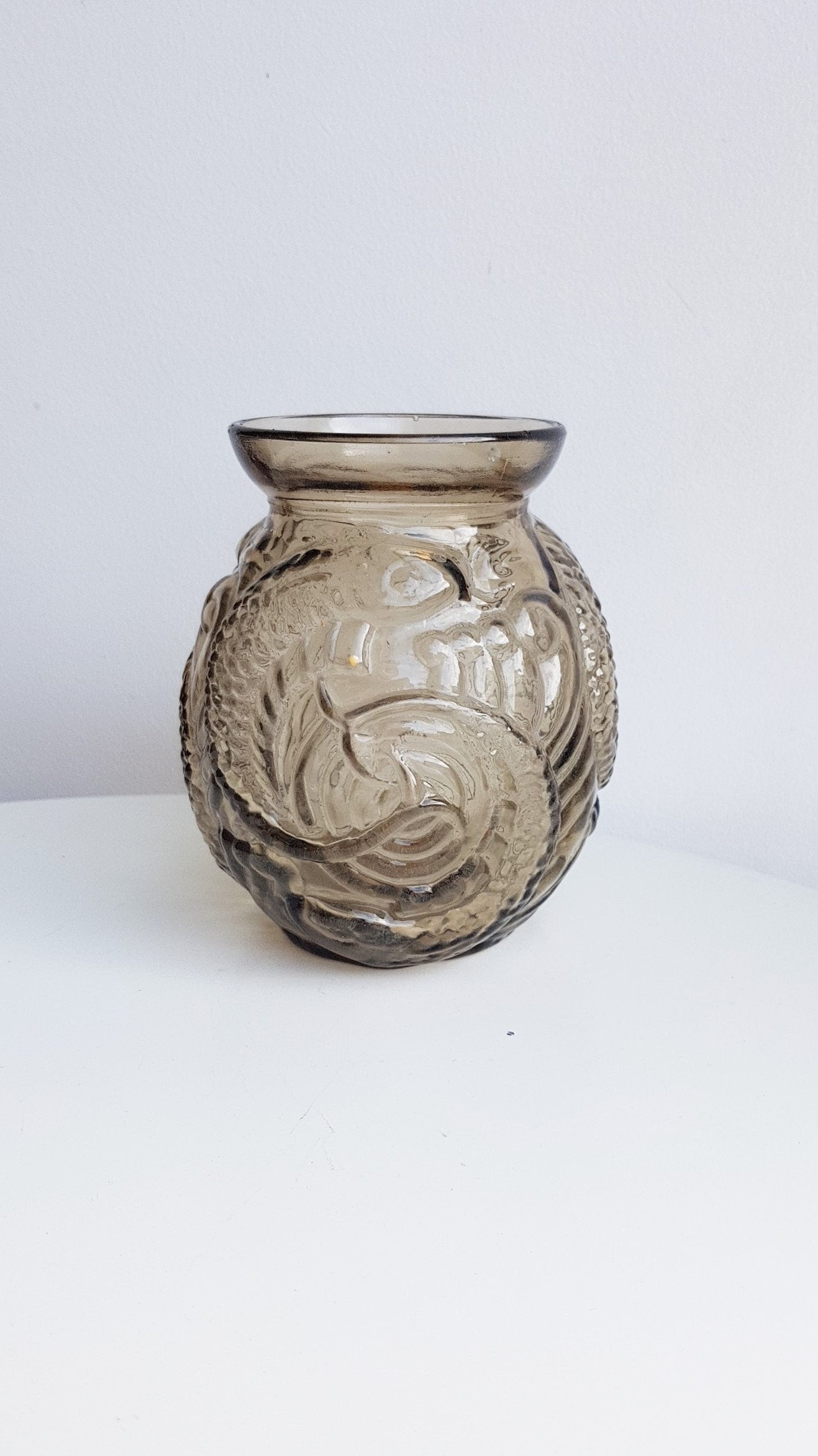 Fish Vase//Glass Vase//Small Vase//Fish Decoration Vase//Brown Glass Vase//Ball Vase//Cut Vase//Round Pot//Flowers