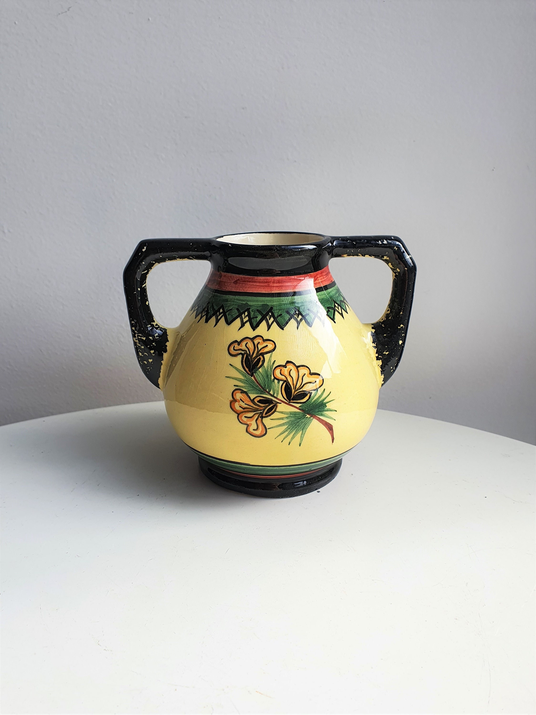 Vase en Céramique Henriot//Vase Breton//Céramique Bretonne//Art Breton//Vase Peint à La Main//Faienc