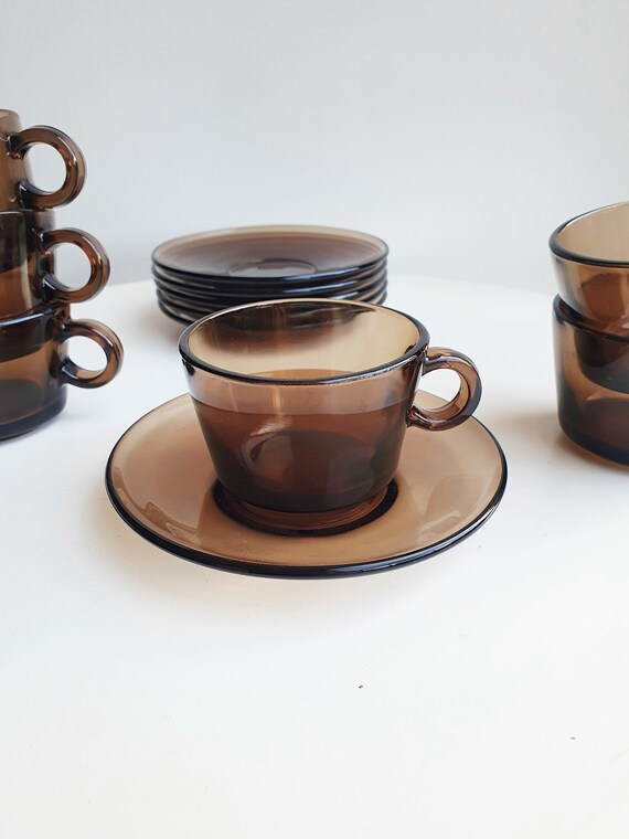 Braune Glas Vintage Tassen Tassen Tassen Und Etsy