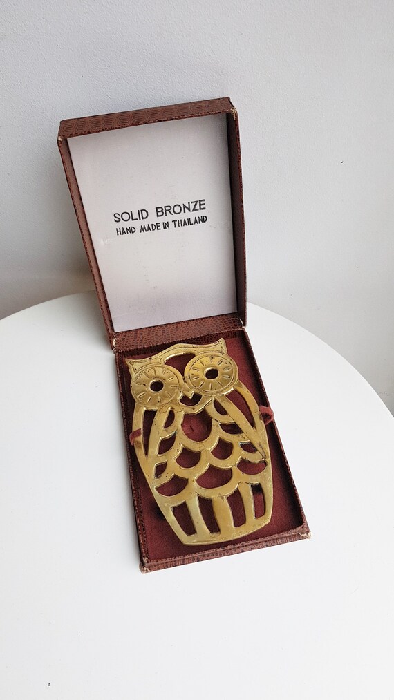 Dessous De Plat En Laiton Vieilli – Forme Hibou, Fabriqué En Italie – Neuf