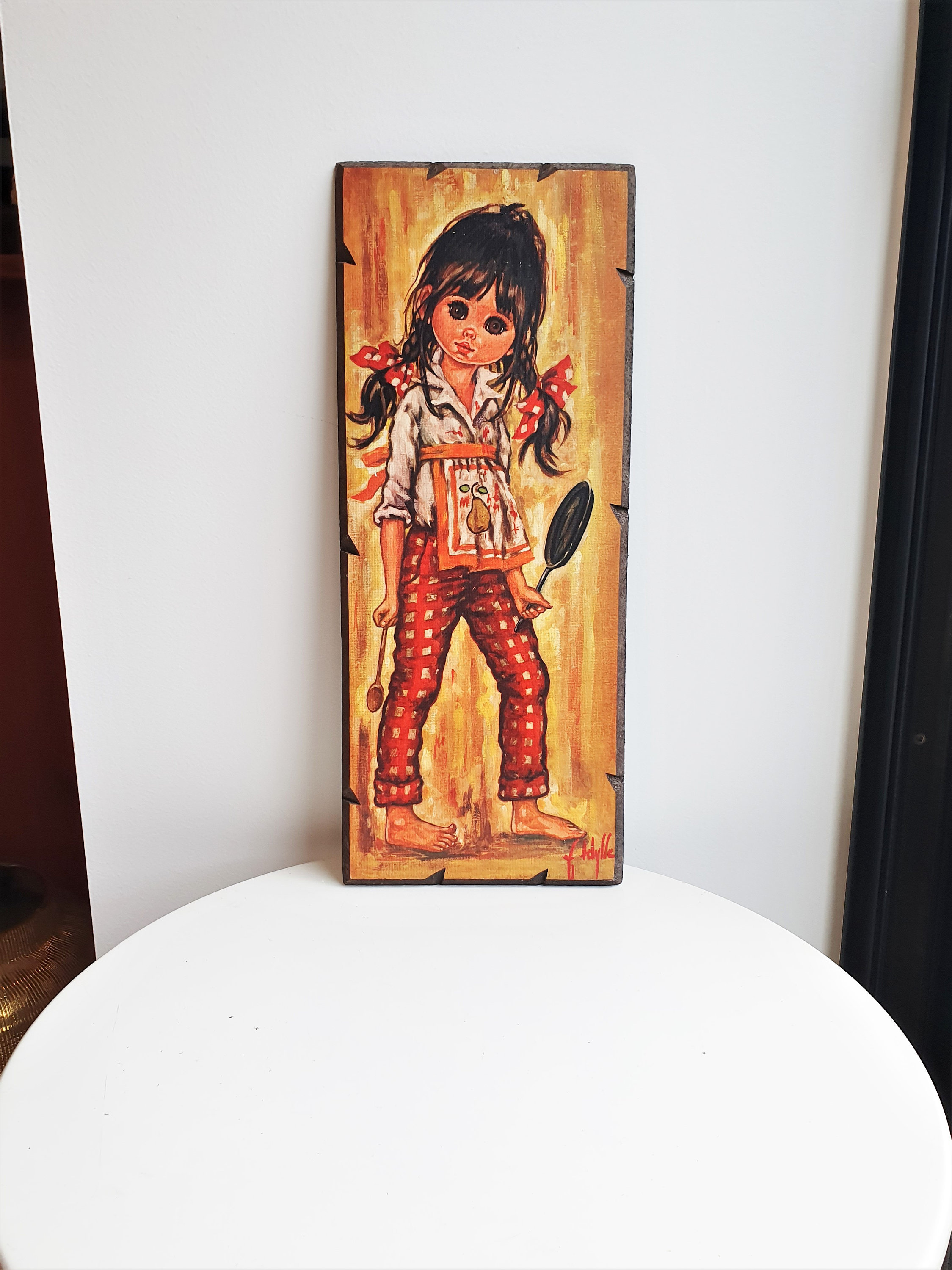 Cadre Enfant//Dessin sur Panneau//Cadre Idylle//Poulbot//Titi Parisien//Tableau Enfant//Décoration E