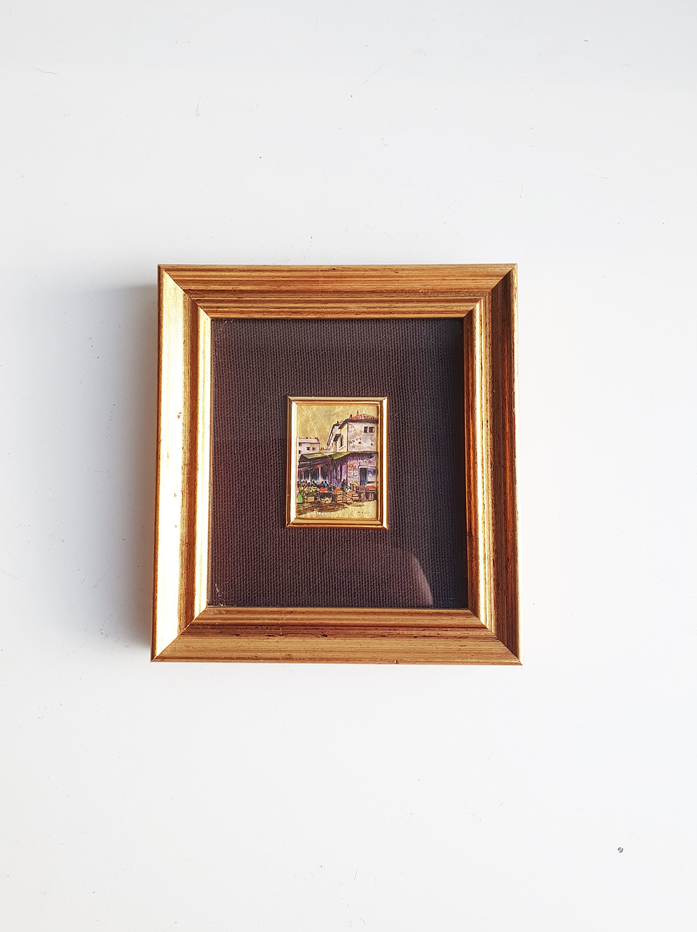 Cadre Doré//Cromolithographie//Petit Cadre//Cromolithograhie d'art//Lithographie//Décoration Murale/