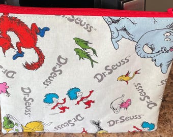 DR. SEUSS  Zippered BAG pouch- lined- brand New