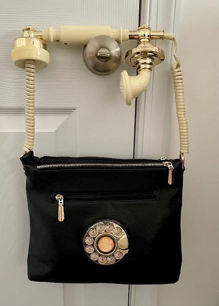Vintage Purse -Repurposed From an Old Princess Telephone! Dial on front TURNS