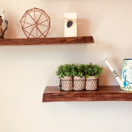 Rustic Live Edge Floating Corner Shelf / Wall Decor / Home Etsy