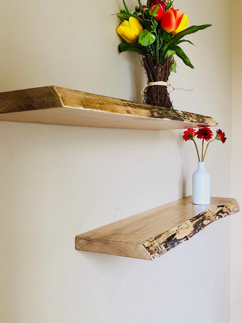 Live Edge Floating Shelves in Solid Maple Etsy