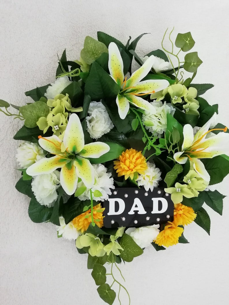 Artificial Grave Flower Wreath 14 Dad Fathers Day Lemon Yellow Flowers Home Living Leadcampus Org