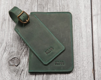 Passport cover and luggage tag personalized, 3rd anniversary Gift for men women, Christmas personalized gifts