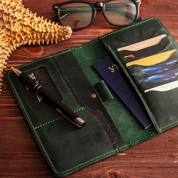 Fathers day gifts, Personalized stylish travel wallet, Leather passport cover and luggage tag, travel gift for men and women, Passport case