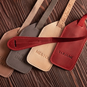 Personalized leather custom luggage tag, Leather travel accessories and wedding favors, leather backpack tag for bag, Monogram id card tag