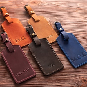 Etichetta bagaglio in pelle personalizzata, regali da viaggio personalizzati, bomboniere, accessori in pelle per lui, regali per lo sposo