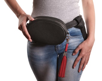 Leather belt bag, hip bag, belt pouch