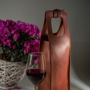 Pochette à vin, Cadeaux pour lui, Cadeaux personnalisés, Caddy à vin en cuir, Porte-bouteille de vin artisanal, Pochette à vin, Accessoires pour le vin, Porte-bouteilles