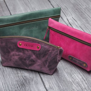 Häkeln Werkzeuge Aufbewahrungskoffer, Muttertagsgeschenke, Leder-Make-up-Tasche, personalisierte Geschenke, Kosmetiktasche, Brautjungfer-Make-up-Tasche, Geburtstag
