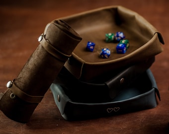 Fathers day gifts, Collapsible Dice Tray, Personalized Leather Tray,Leather dnd tray, Custom Rolling Tray,Leather accessories for him