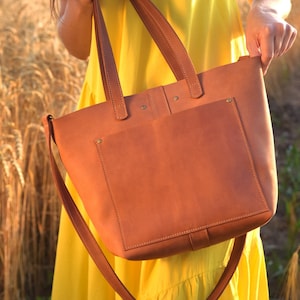 Leder-Einkaufstasche, Große Tasche mit Tasche, Zurück zur Schule, Top Lederhandtasche, Personalisierte Einkaufstasche mit Reißverschluss, Ledertaschen für Frauen