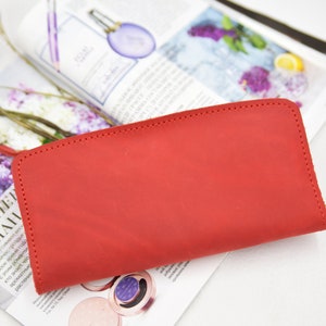 Moederdagcadeaus, gepersonaliseerde minimalistische leren portemonnee voor vrouwen, huwelijkscadeau voor vrouwen, slanke leren portemonnee met kaartsleuven