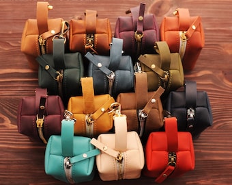 Personalized Leather Dog Poop Bag Holder, Zippered Dispenser Accessory