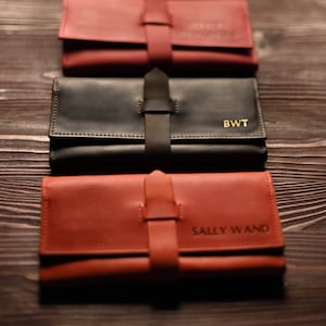 Cartera de cuero Regalos para el día de la madre Cartera minimalista para ella Cartera delgada de cuero para mujer personalizada Regalos para mamá, regalo de aniversario