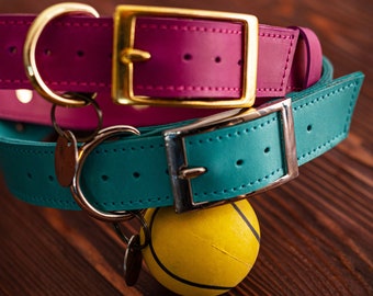 Cat collar, Personalized leather dog collar with name, Engraved Dog Collar, Pink leather custom Dog Collar with Name Plate, Customized pet