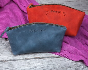 Mothers day gifts,Personalized leather make up bag,Mini toiletry bag,Bridesmaid make up bag,Wedding gifts,Leather bridesmaid proposal gift