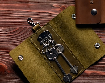 Personalized leather keychain, Leather key wallet, Key organizer, Custom Key holder, Gifts for him, Birthday gifts, Graduation gifts 2026