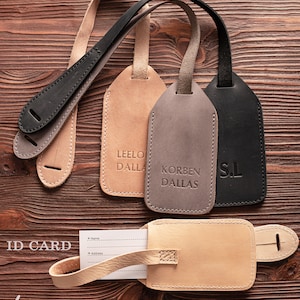 Leather luggage tags personalized, Leather travel accessories and wedding favors, leather backpack tag for bag, Monogram id card tag image 4