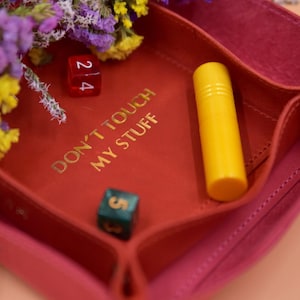 Dnd dice tray Leather dice rolling tray portable Custom valet tray collapsible Personalized dnd gifts for men 3rd Anniversary gift