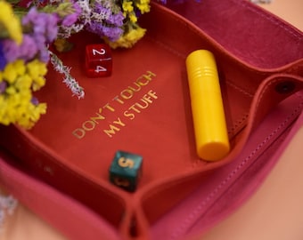 Custom organizer for her, Mother’s Day gifts,Leather dice rolling tray portable,Custom valet tray,  3rd Anniversary gifts, Graduation gift