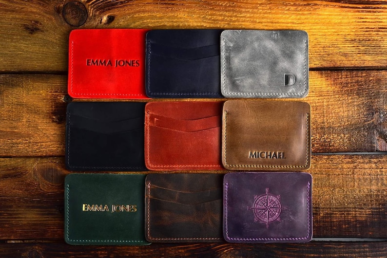 Personalized Leather Card Holder Leather Credit Card Wallet Etsy