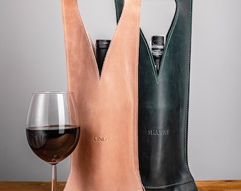 Bolsa para vino, Porta vino de piel personalizado, Soporte para vino hecho a mano, Funda para vino con logo personalizado, Accesorios para vino, Regalo de inauguración, Vino tinto
