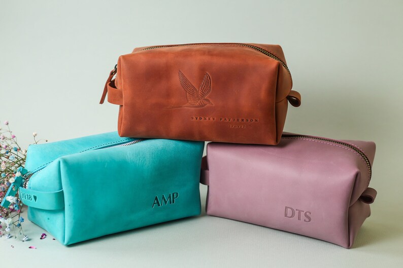 Personalized Leather Dopp Kit Personalized Groomsmen Gift Etsy