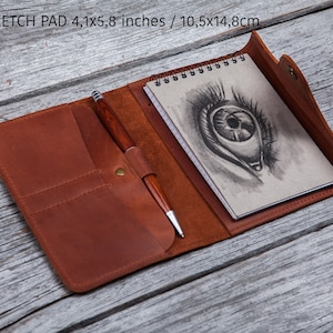 Leather sketchbook refillable, artist gifts for women, notebook personalized, Graduation gift