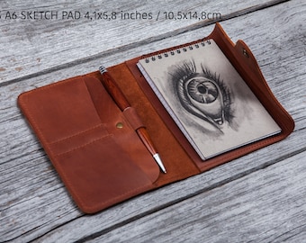 Leather moleskine cover sketchbook refillable Artist gifts a6 Pocket notebook cover personalized Graduation gifts 2026 Class of 2026