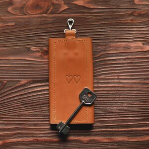 Personalized leather keychain, Leather key wallet, Monogrammed key organizer, Custom key fob, Valentines day gifts, Gift for him image 8
