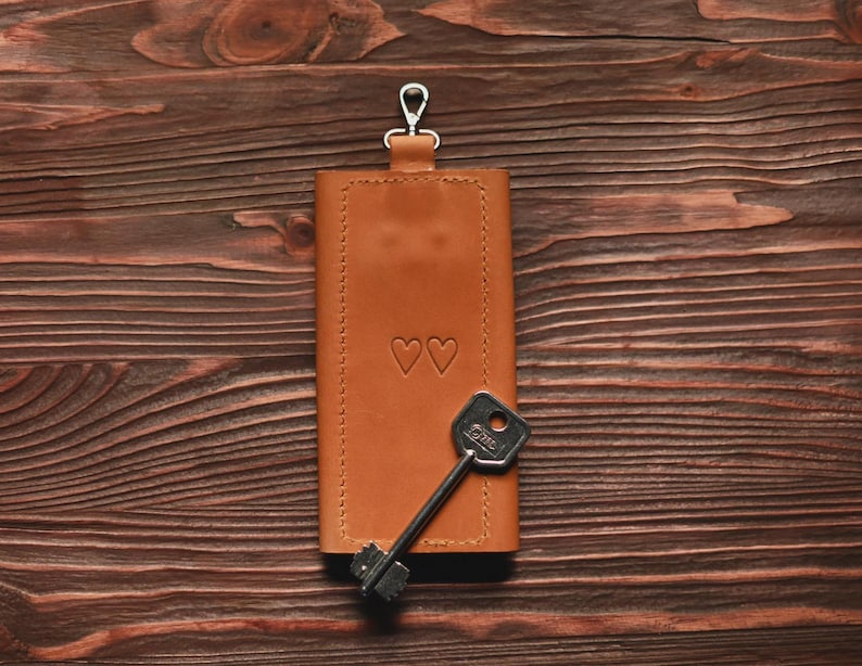 Personalized leather keychain, Leather key wallet, Monogrammed key organizer, Custom key fob, Valentines day gifts, Gift for him image 8