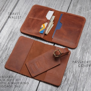 Passport holder and luggage tag personalized, Passport cover leather image 4