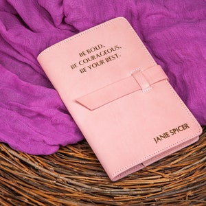 Refillable leather journal for women, Pink notebook cover a5, Graduation gifts, Personalized planner cover, Moleskine cover