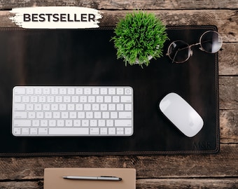 Große Schreibtischunterlage aus Leder, individuell gestaltete Schreibtischunterlage mit Logoprägung, Schreibtischunterlage für Führungskräfte, Platz für Laptop und Maus, personalisierte Schreibtischunterlage, Weihnachtsgeschenk