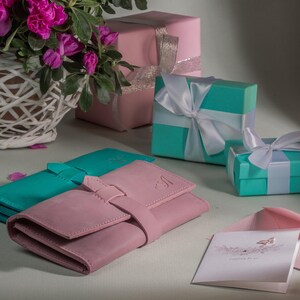 Cartera, Cartera de cuero, Regalos para el día de la madre, Cartera minimalista para ella, Cartera rosa para mujer, Cartera para mujer, Regalos de cumpleaños, Regalo para ella