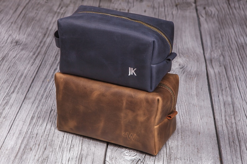 Groomsmen dopp kit, Leather toiletry bag men,Monogram shaving kit, Gifts for him, Personalized fathers day gifts,Leather washing bag for men image 8