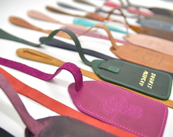 Personalized leather custom luggage tag, Leather travel accessories and wedding favors, leather backpack tag for, Monogram id card tag