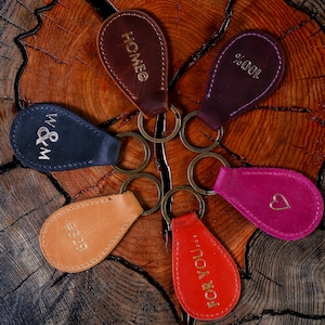 Leather key chains Custom keychain Personalized gift key fob Monogram keychain for men and women