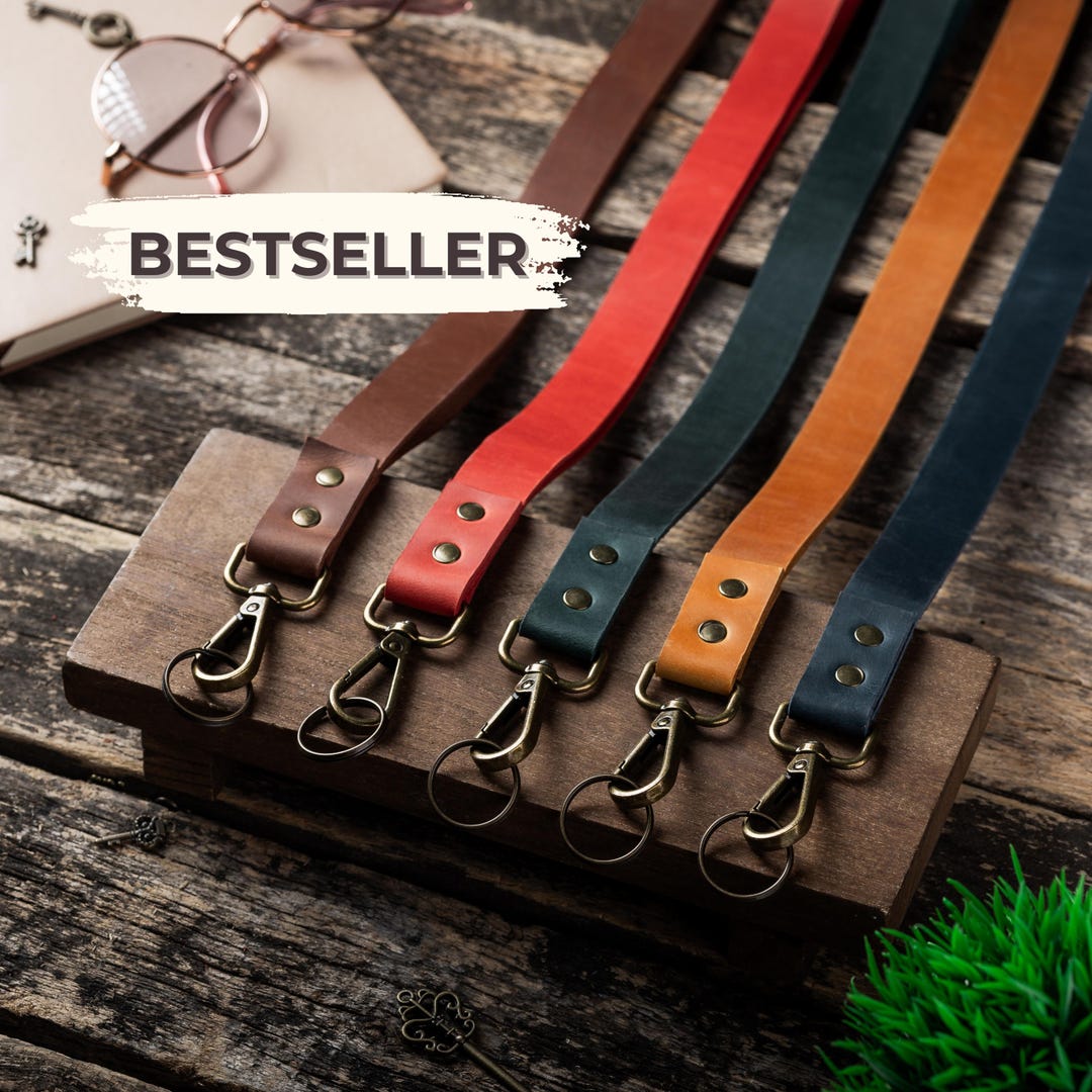 Leather Badge Lanyard, Lanyard for ID Badge, Personalized ID Holder for ...