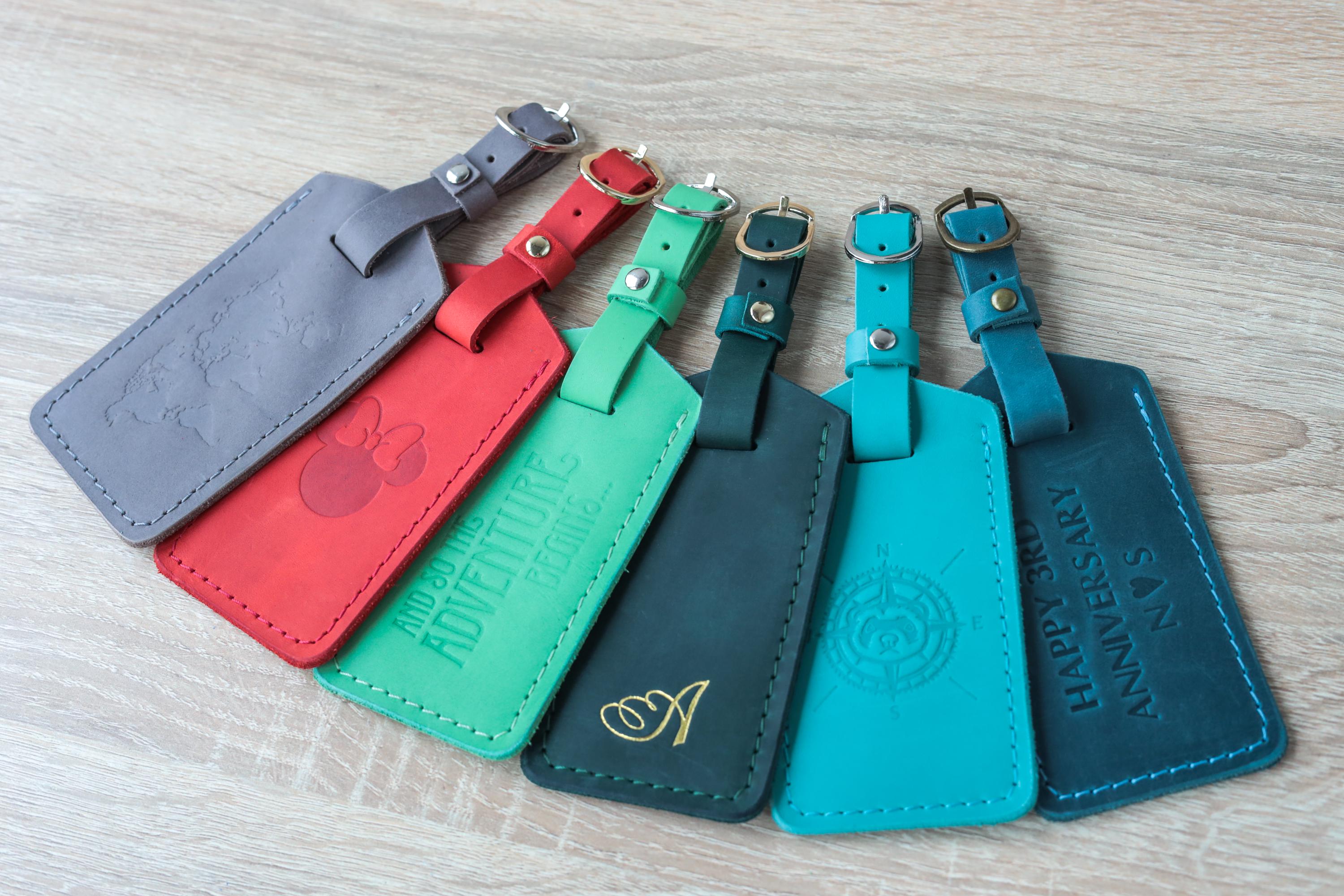 Luggage Tags, 4 Pcs PU Leather Luggage Tags For Suitcases, Rainbow