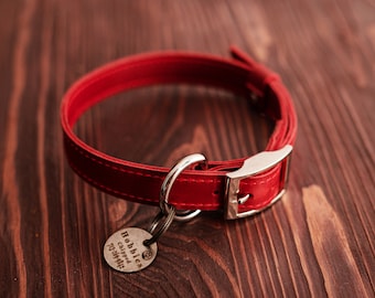 Collar para gatos, collares para perros personalizados, collar para gatos personalizado con placa de identificación, collares de cuero para perros con placa de identificación