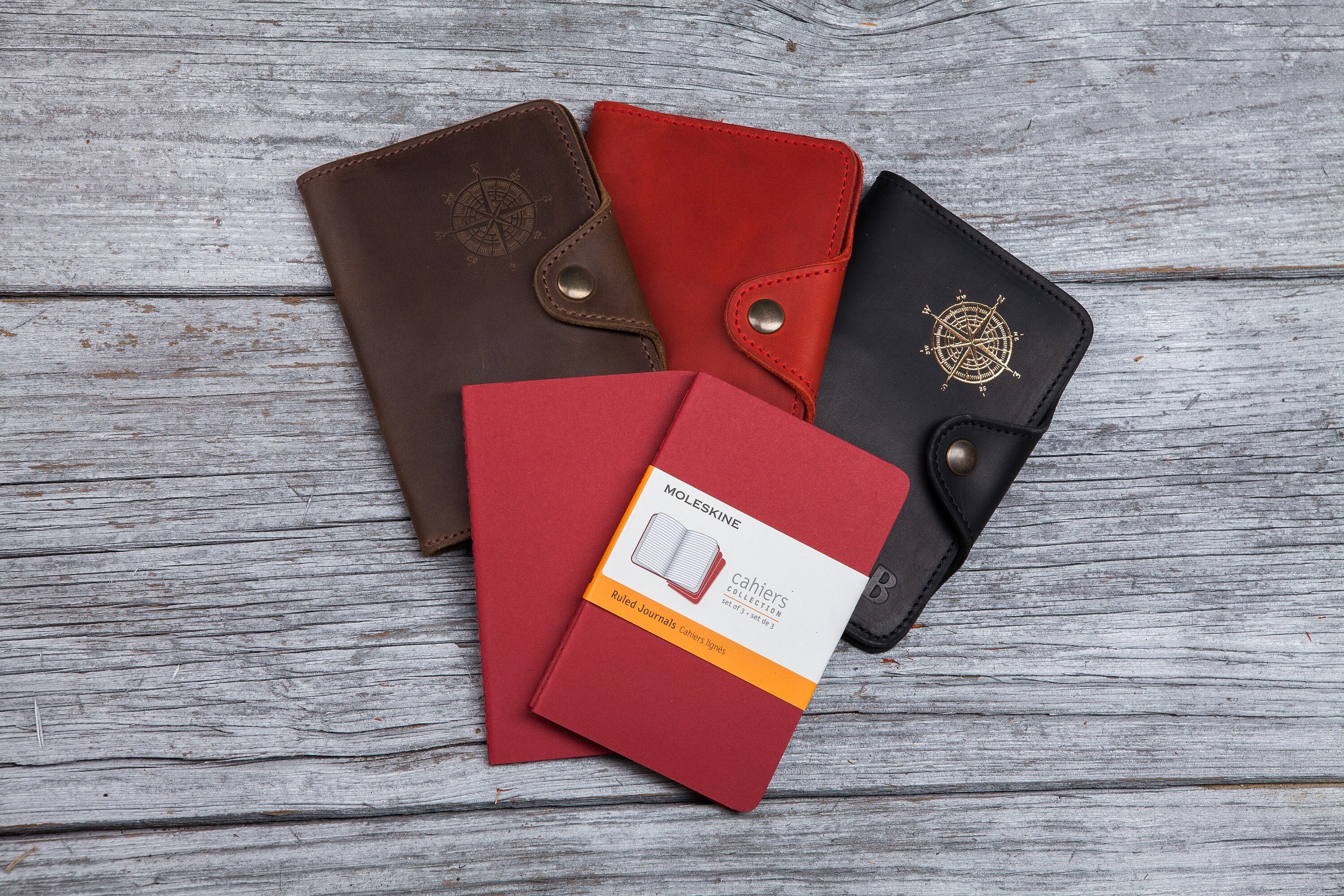 Moleskine Cahier Cover Leather Pocket Notebook Moleskine Etsy