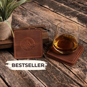 Juego de posavasos de cuero personalizados, para bar y mesa, regalo para barista, posavasos redondos personalizados para whisky, cerveza y café.