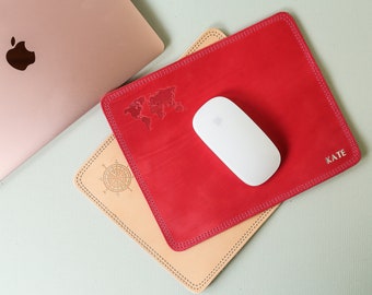 Custom leather mouse pad, Desk mat, Leather Mouse Pad, Personalized Office Desk Accessories with logo, Gaming Mousepad handmade